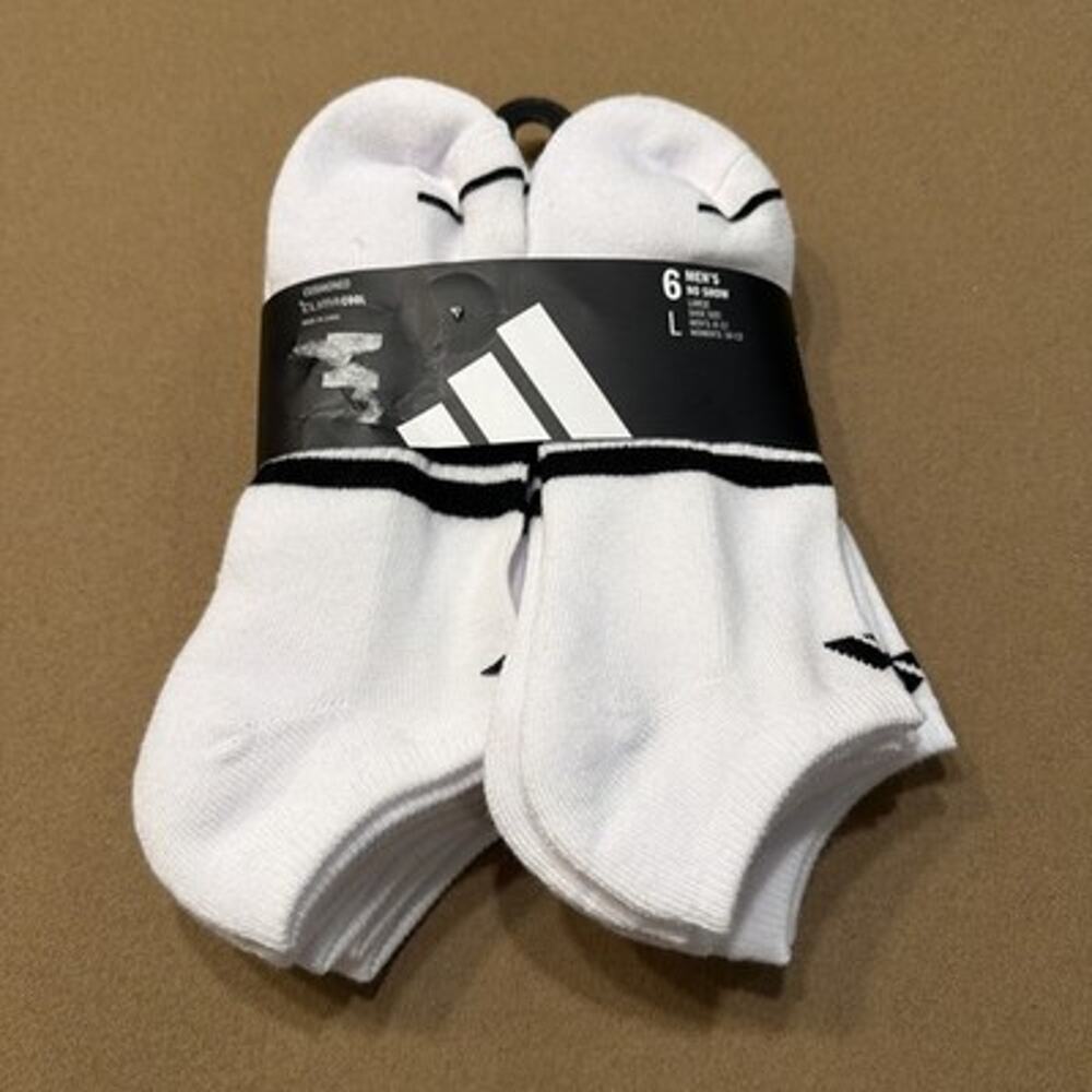 New Adidas Climacool Mens 6 Pair No Show Cushioned Socks. New With Tags M 8-12